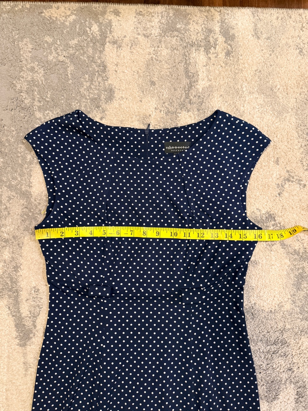 Connected Apparel Navy Polka Dot Midi Dress - Picture 6 of 7